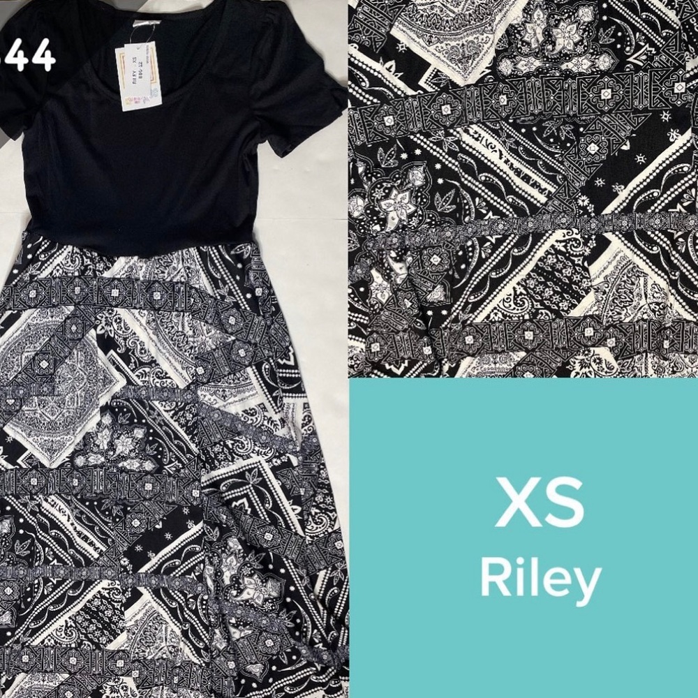 XS Riley dress black and white